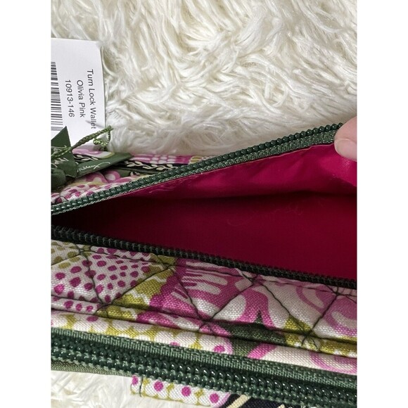 NWT Vera Bradley Turn Lock Wallet In Olivia Pink Pattern Floral Zip Around - Picture 6 of 9